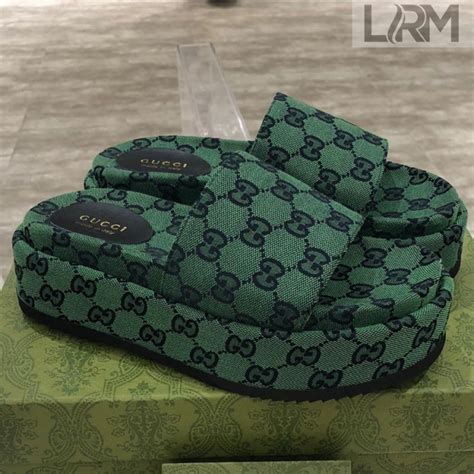 gucci gg slides|green gucci platform slides.